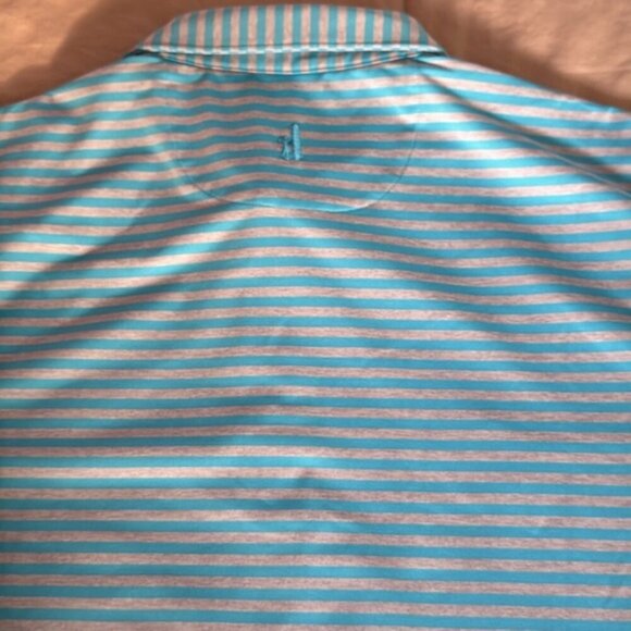 Johnnie-O Large Gray Blue Striped Polo Golf Shirt - Picture 5 of 6